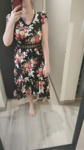 Customer photo review of Asymmetrical Floral Patchwork Dress