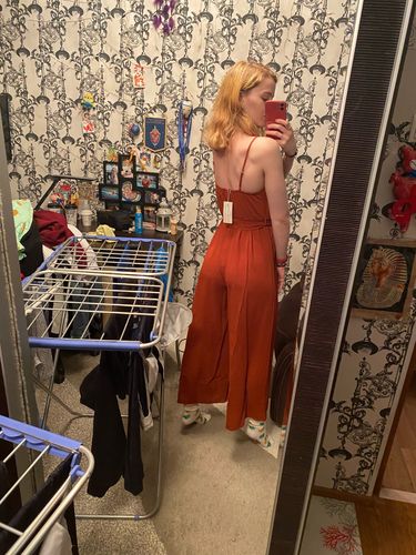 Customer photo review of Vintage Backless beautiful Wrap Jumpsuit