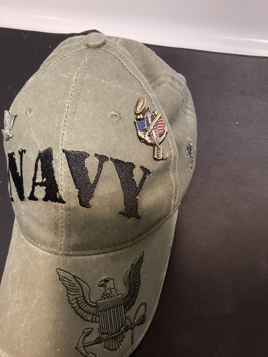 Customer photo review of US Navy Veteran Pin