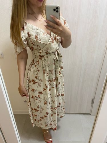 Customer photo review of Off-shoulder Floral Print Summer Dress Women