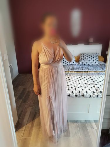 Customer photo review of Kahli V-neck Chiffon Pink Sheer Dress