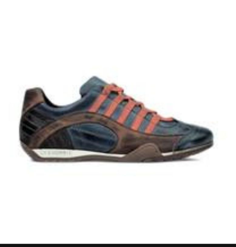 Customer photo review of Men's GrandPrix Sneaker in Monza Indigo (Navy and Orange)
