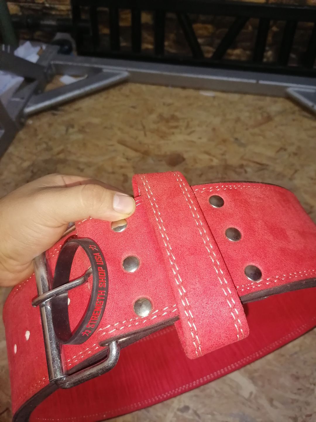 Customer photo review of Strength Shop 13mm Single Prong Belt - IPF Approved - Red