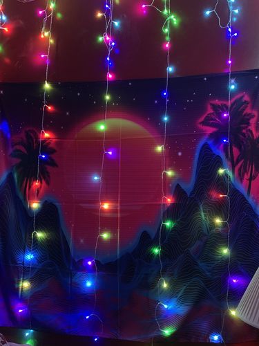 Customer photo review of Neon Coconut Hill Tapestry