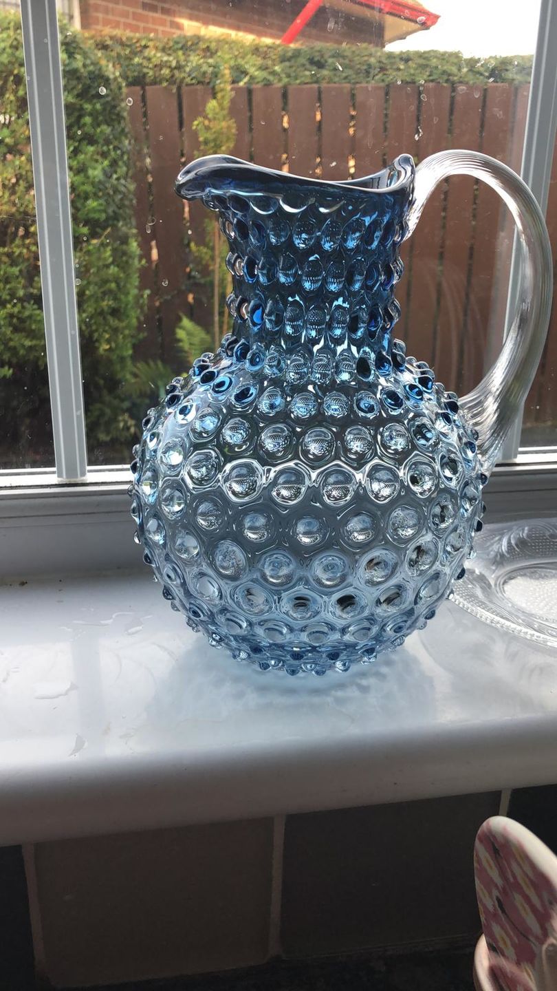 Customer photo review of Underlay Blue Smoke Hobnail Jug
