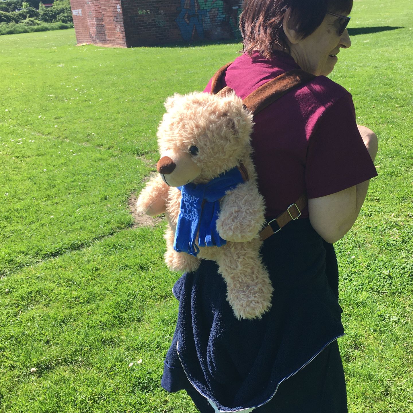 Customer photo review of Eddy The Teddy Backpack