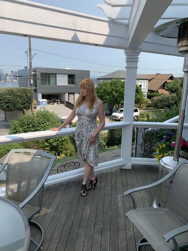 Customer photo review of Joseph Ribkoff Beige/Black Snakeskin Print Half Sleeve Tee 201528 NEW