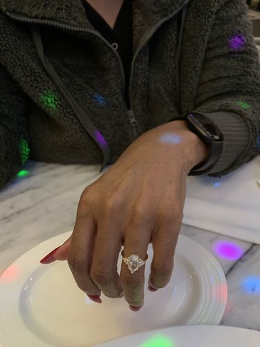 Customer photo review of Louily Pear Cut Simulated Diamond Engagement Ring In Sterling Silver