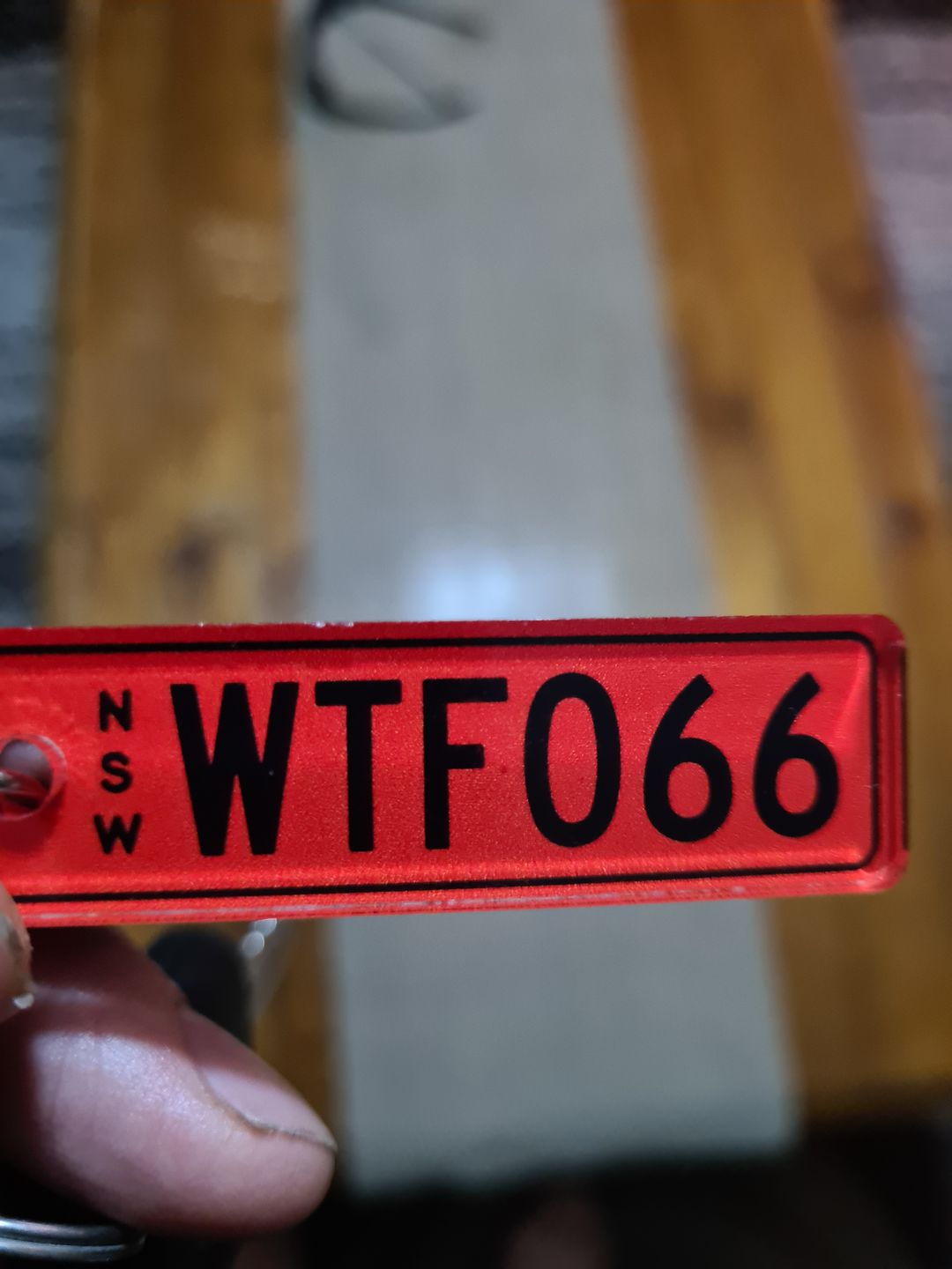 Customer photo review of NSW Colour Licence Plate Custom Keychain