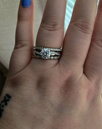 Customer photo review of Louily Stackable Art Deco Half Eternity 0.6 Ct Marquise Cut Women's Wedding Band Set In Sterling Silver