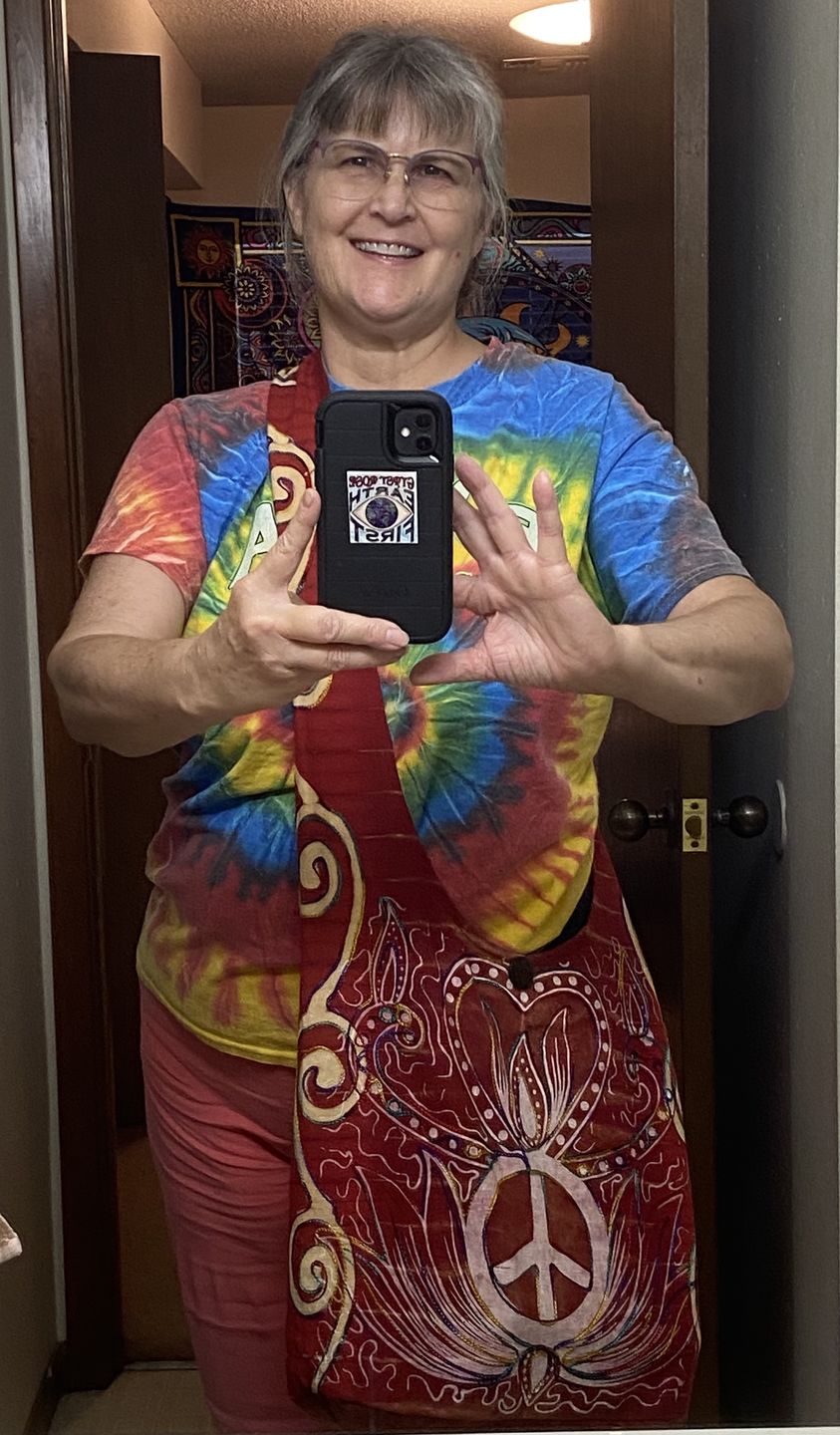 Customer photo review of Perpetual Peace Tie Dye Shoulder Bag