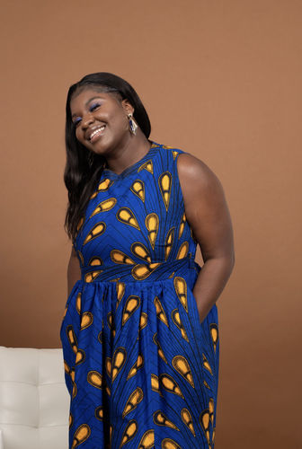 Customer photo review of Kalila Sleeveless Turtleneck Maxi Dress