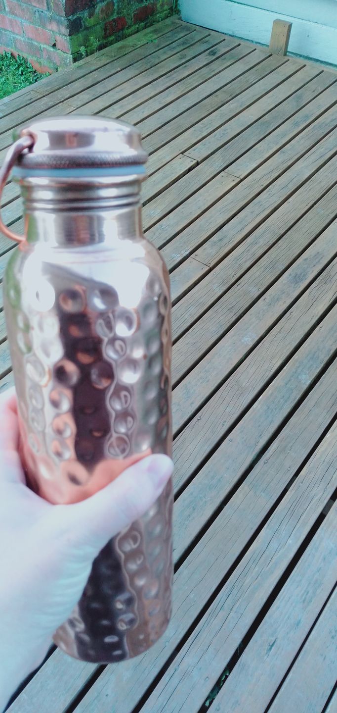 Customer photo review of Copper Water Bottle