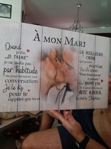 Customer photo review of À mon Mari - Toile-partenaire personnalisée