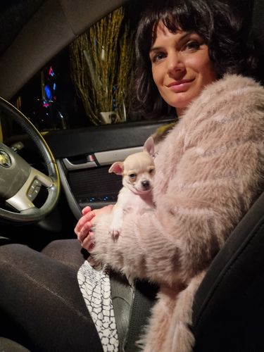 Customer photo review of Eliza Fluffy Cardi in Blush (PRE ORDER)