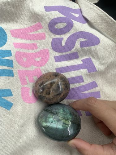 Customer photo review of Black Moonstone Palm Stone
