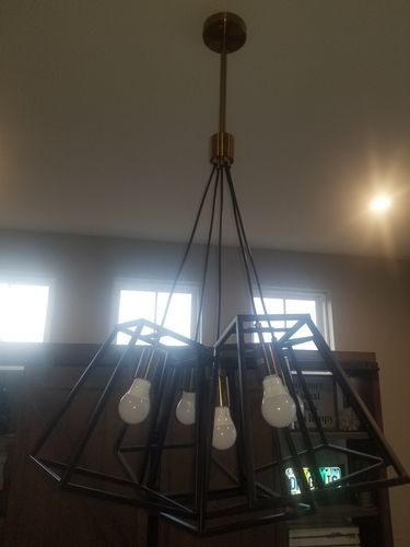Customer photo review of Cluster Geometric Cage Pendant Light