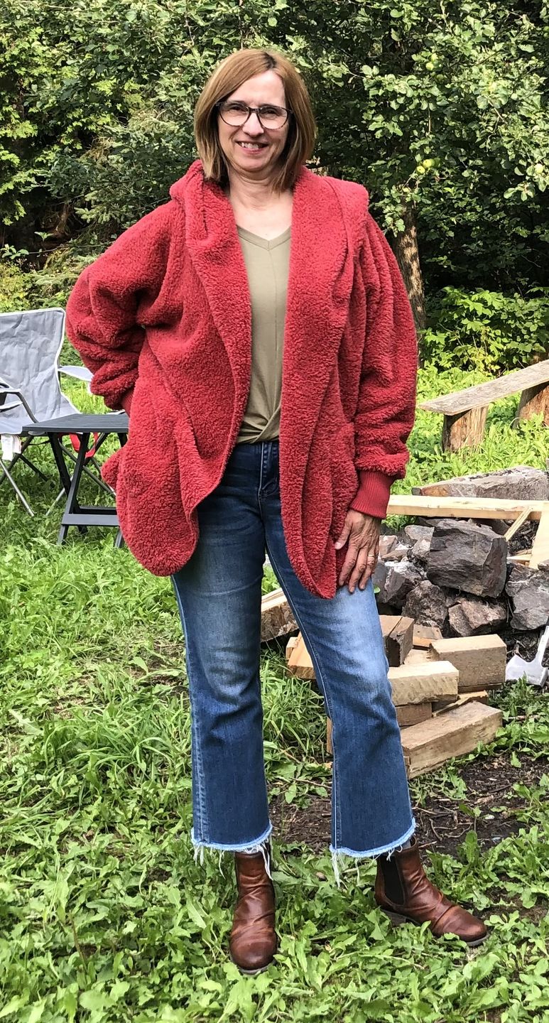 Customer photo review of Teddy Bear Plush Cardigan (Vintage Red)