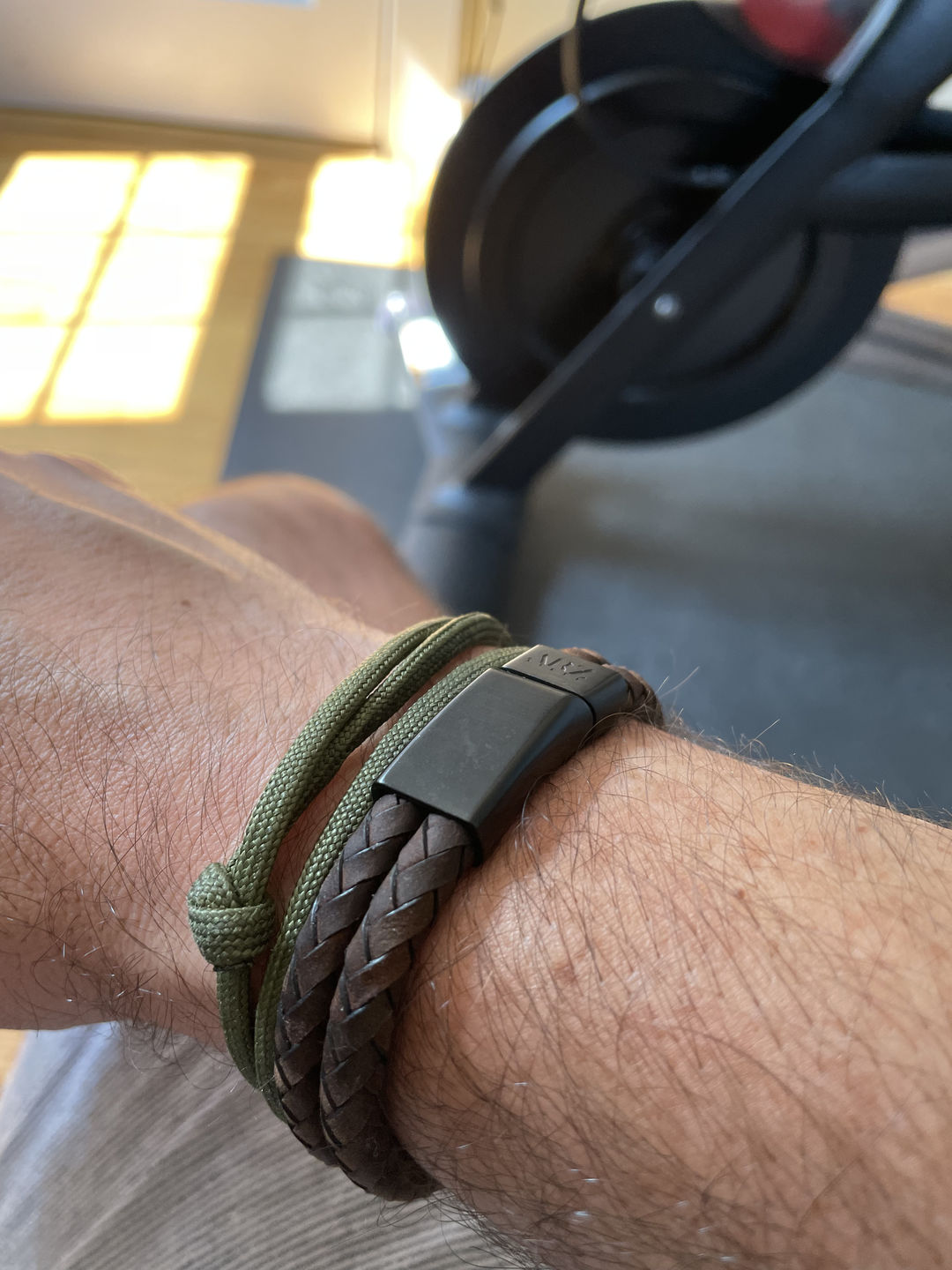 Customer photo review of Double Row Leather Engravable Bracelet