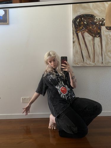 Customer photo review of Harajuku Style Vintage Washed Death Note Oversized Tee