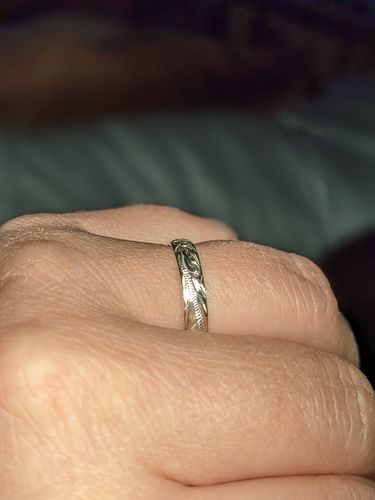 Customer photo review of Hawaiian Sterling Silver Heirloom Ring Scrolling Rings