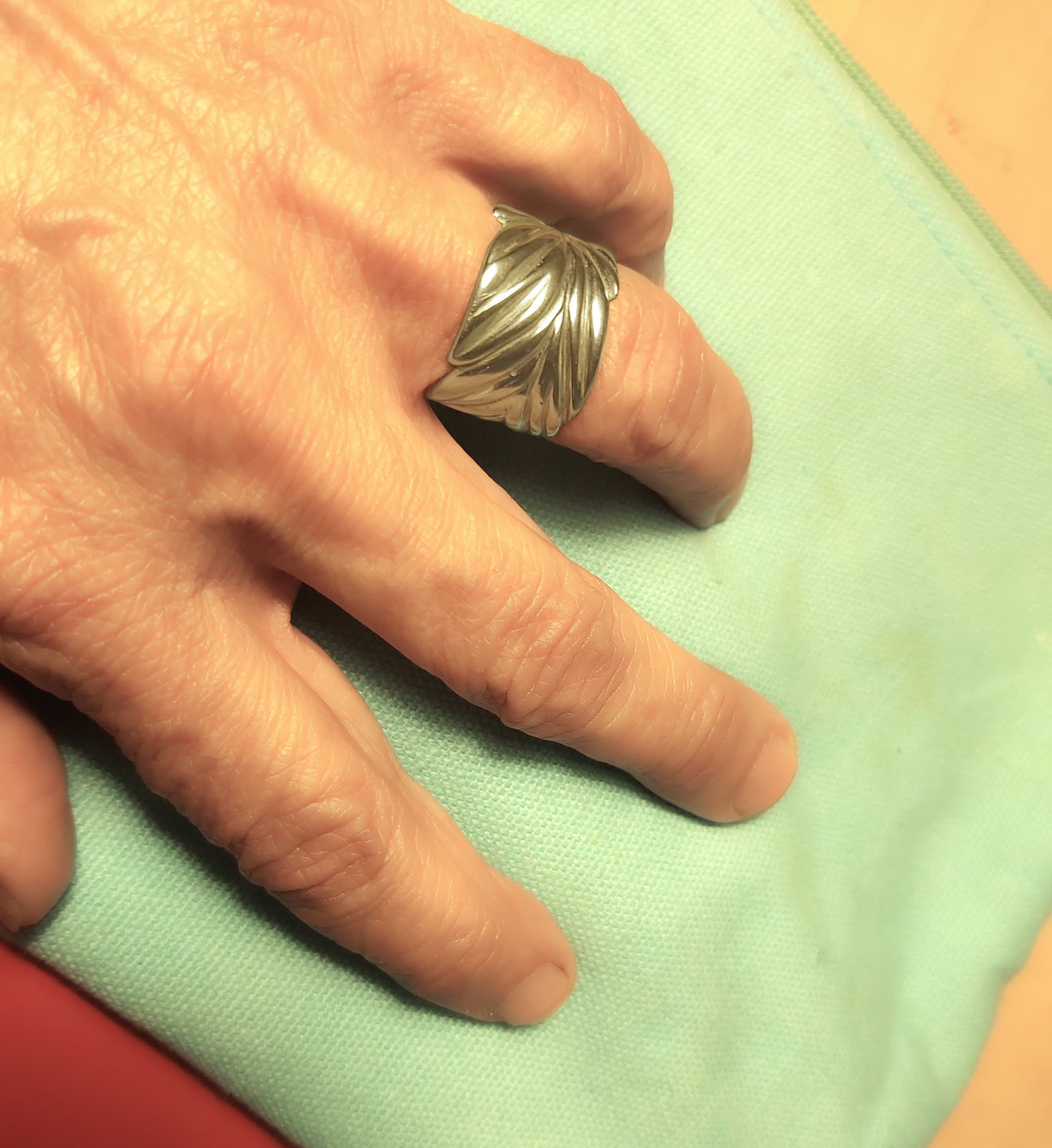Customer photo review of Leaf ring, nature silver ring