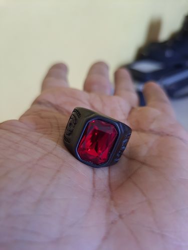 Customer photo review of BLACK RED STONE SHIELD RING