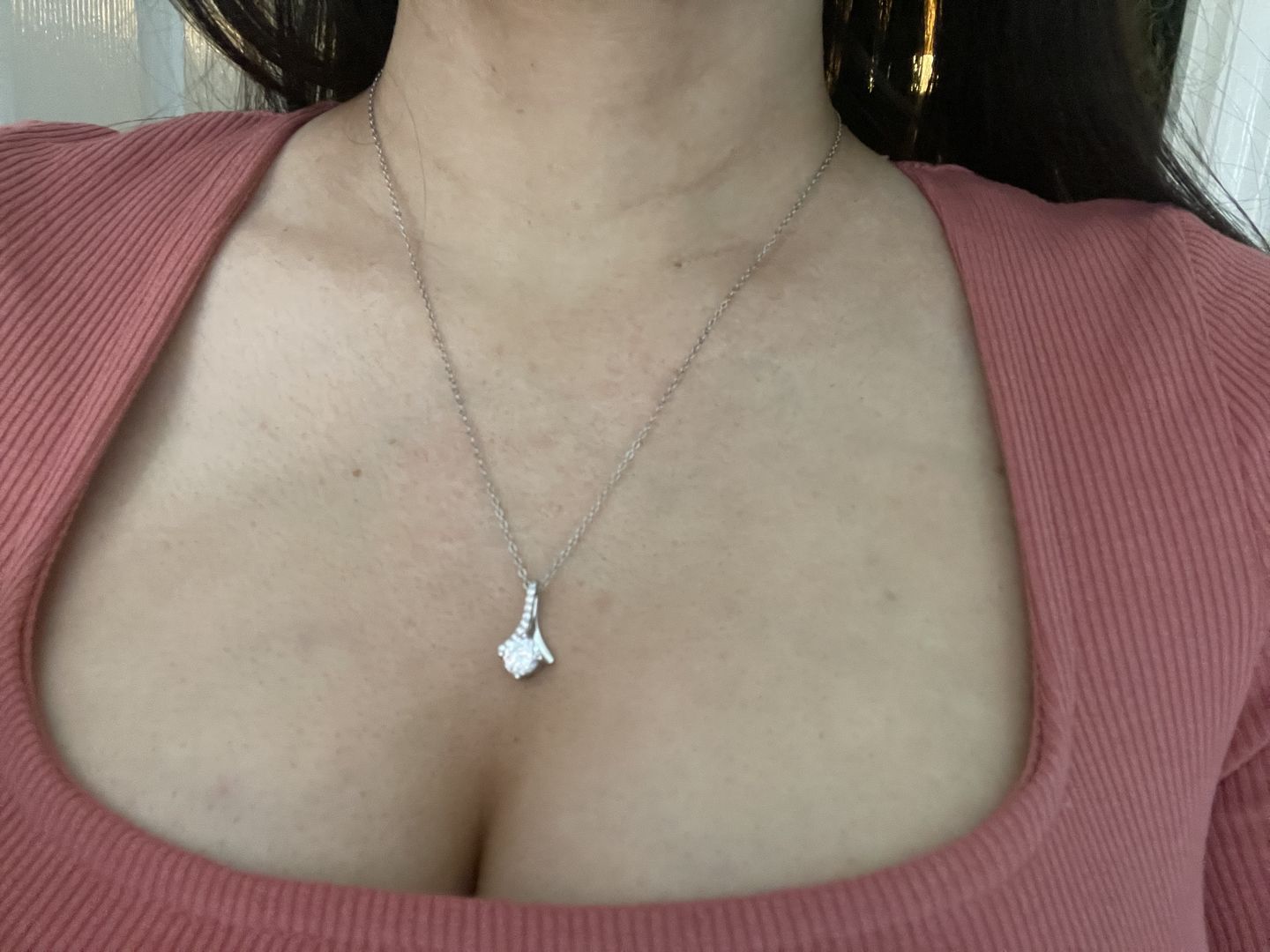 Customer photo review of "TO OUR DAUGHTER, LOVE MUM & DAD" WHITE GOLD NECKLACE