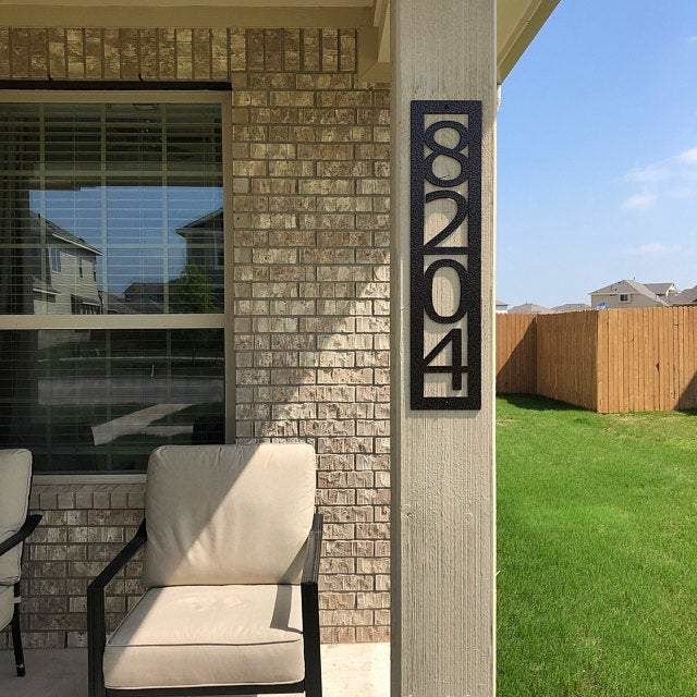 Customer photo review of Metal Address Sign | Vertical Address Sign | Metal Address Plaque | Number Sign | Outdoor Sign | House Number Sign