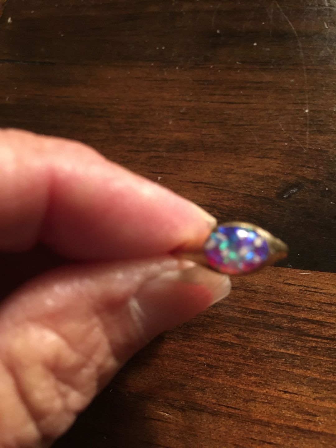 Customer photo review of Golden Oval Ring with Cremation Ashes