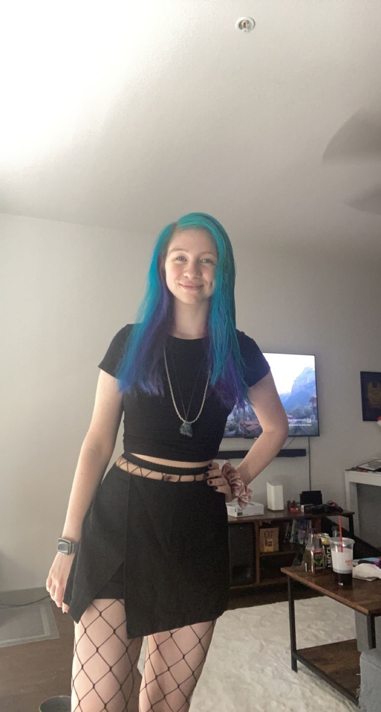 Customer photo review of Raw Aquatic Fluorite Necklace