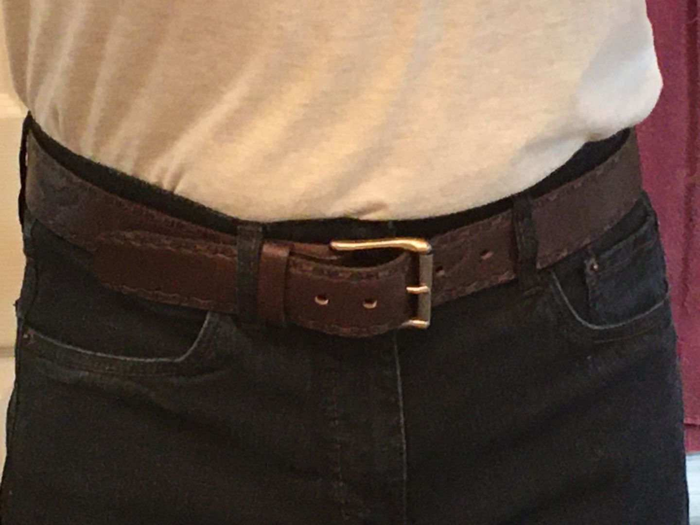 Customer photo review of The Eagle Belt - Brown Embossed 100% Real Leather Belt Made in Canada