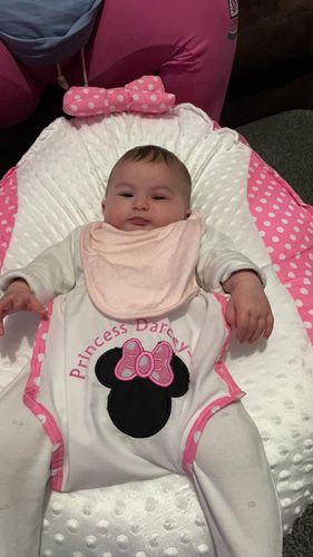 Customer photo review of Personalised Applique Minnie Mouse Baby Bean Bag