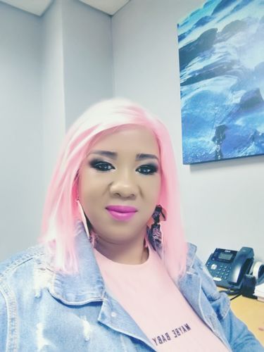 Customer photo review of Brazilian Lace Front Wig - Pink - 12"