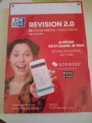 Avis photo d'un client sur Fiches de révision REVISION 2.0 OXFORD # 50 fiches 14,8 x 21 cm - petits carreaux