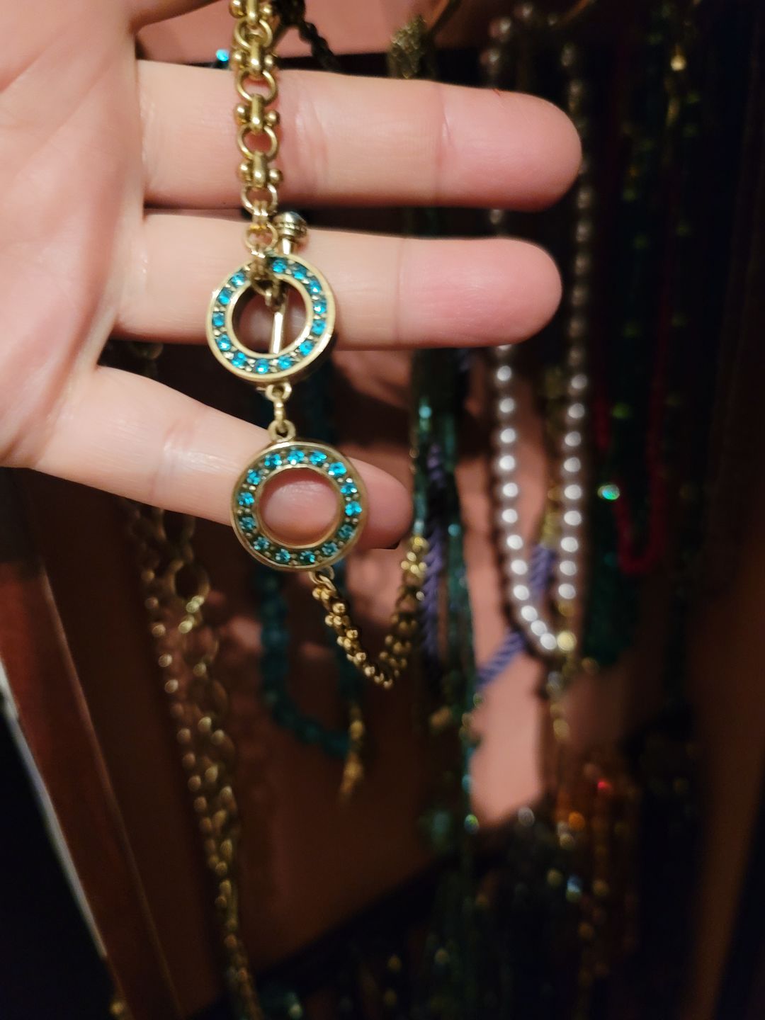 Customer photo review of HEIDI DAUS®"Toggle Extenders" Crystal Toggle Extender