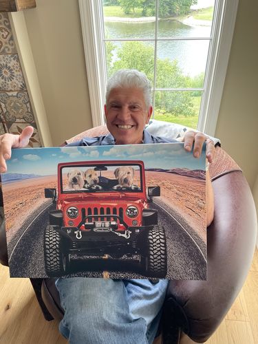 Customer photo review of 'The Yeep Cruisers' Personalized 3 Pet Canvas