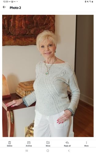Customer photo review of NIC+ZOE Blue/White Mix Ride The Wave Open Stitch Long Sleeve Sweater Top F201123 NEW