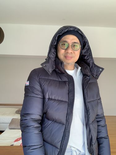 Customer photo review of Navy Puffer Jacket