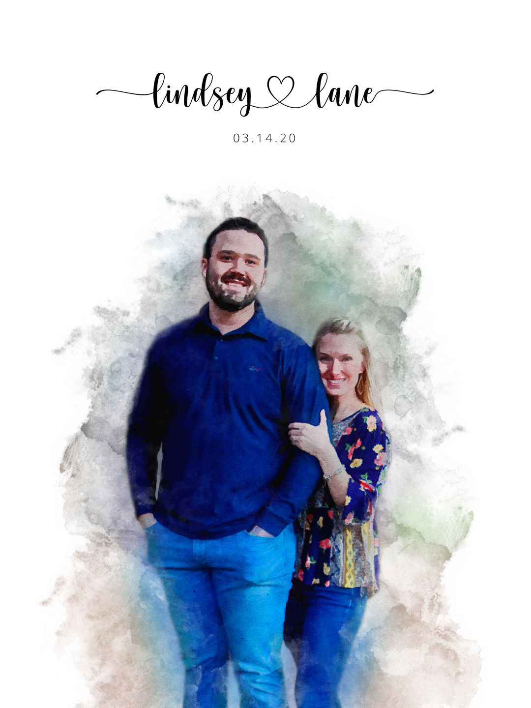 Customer photo review of Custom Engagement Anniversary Couple Portrait