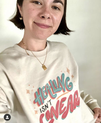Customer photo review of Healing Isn't Linear -- Sweatshirt