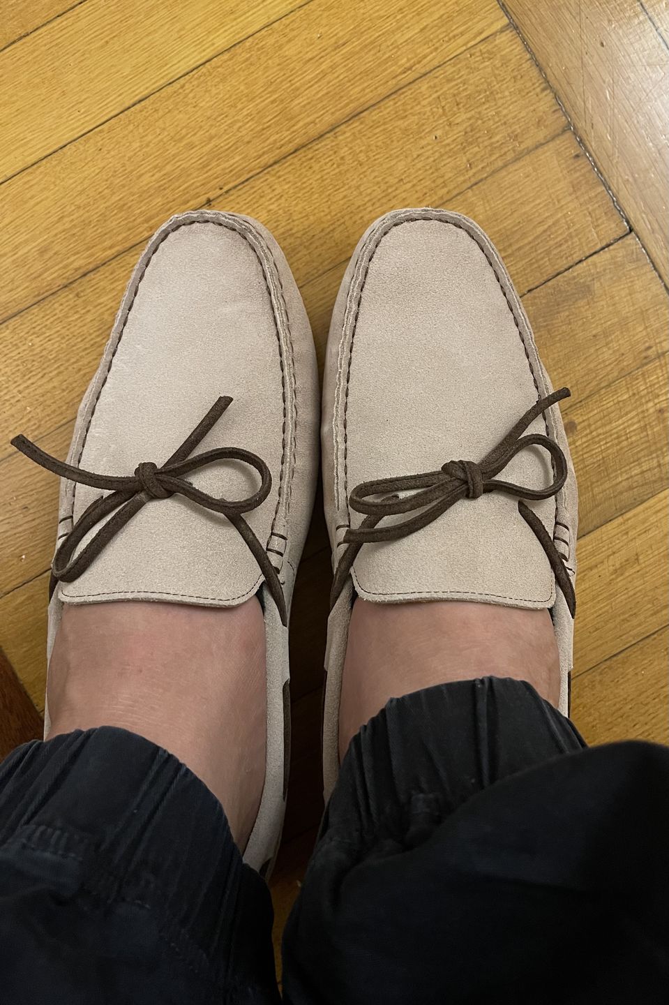 Customer photo review of SHIRE DRIVER CAMEL SUEDE , MED BROWN SUEDE