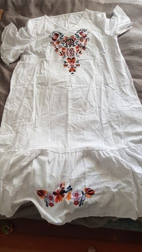 Customer photo review of High Quality Cotton And Linen Loose Flared Sleeves Dress