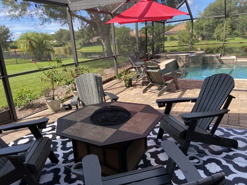 Customer photo review of Set of 8 - DuraWeather Poly® King Size Folding Adirondack Chair with Collapsible Cup Holders - (Charcoal Grey)
