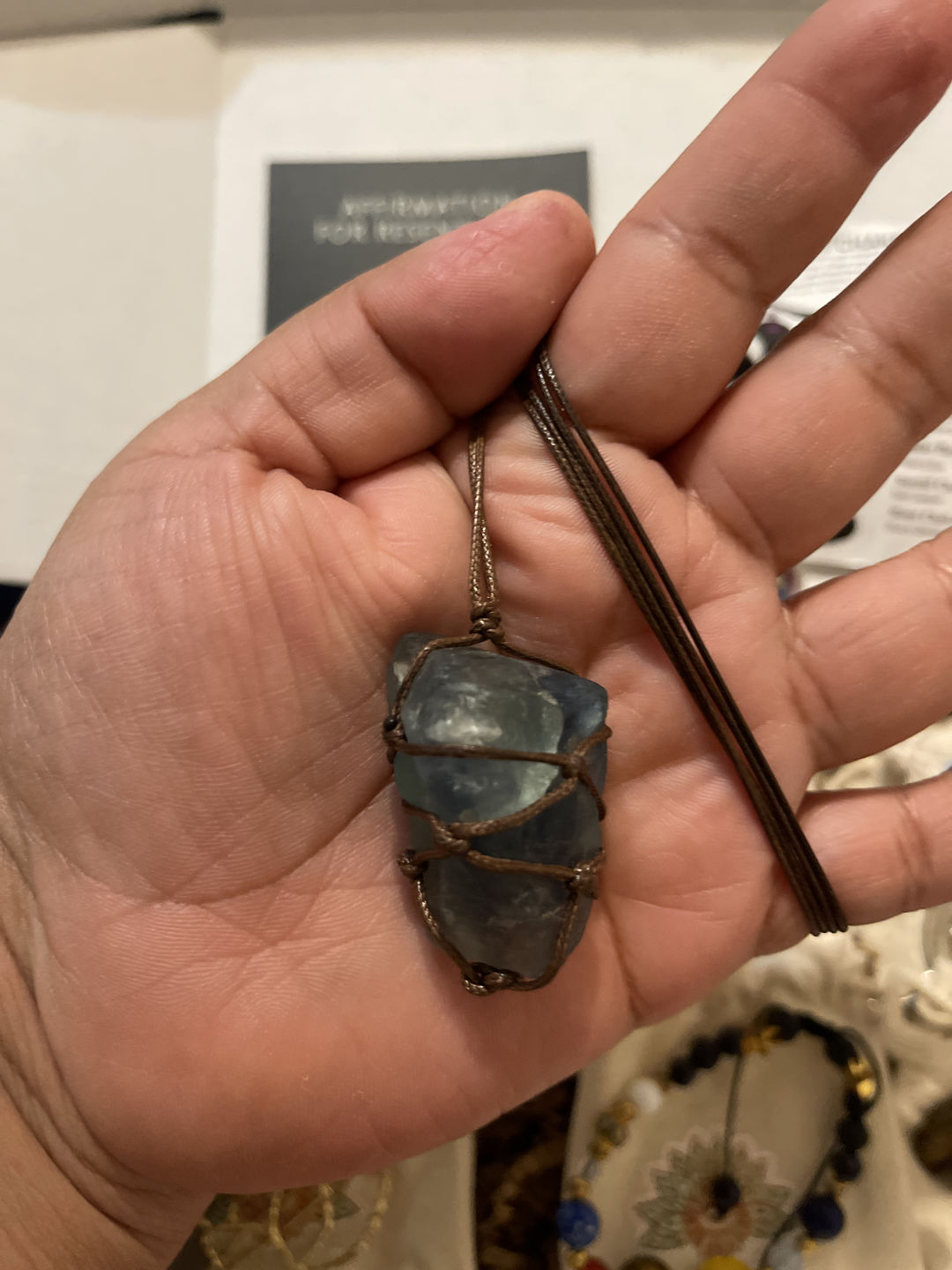 Customer photo review of Raw Aquatic Fluorite Necklace
