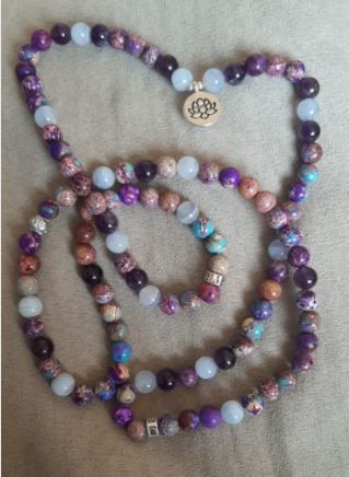 Customer photo review of 108 Purple Jasper & Amethyst Mala Bead Bracelet