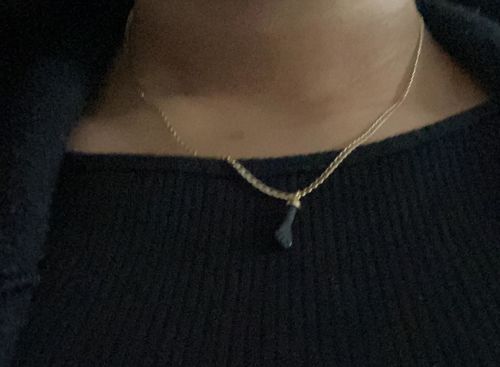 Customer photo review of *NEW* 14K Black Azabache Pendant With Cuban Two Tone Chain -JTJ™-