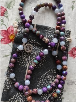 Customer photo review of 108 Purple Jasper & Amethyst Mala Bead Bracelet