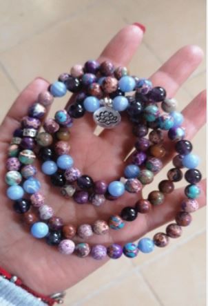 Customer photo review of 108 Purple Jasper & Amethyst Mala Bead Bracelet