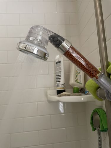 Customer photo review of Crystal Shower™ Ionic Filtration Shower Head